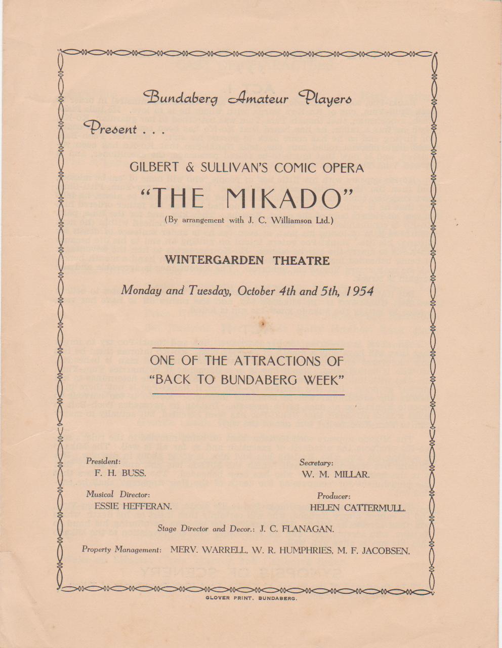 Front cover of the original program