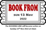 book online from Sunday thirteenth november twenty twenty two at ten a m