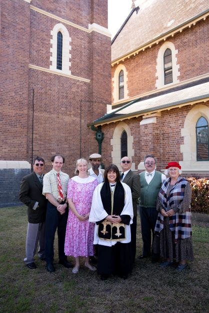The Vicar of Dibley cast outside the Bundaberg Anglican Church
