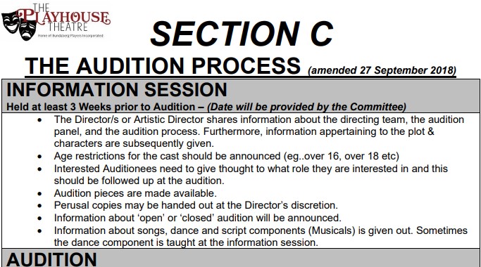 View the audition structure and rules