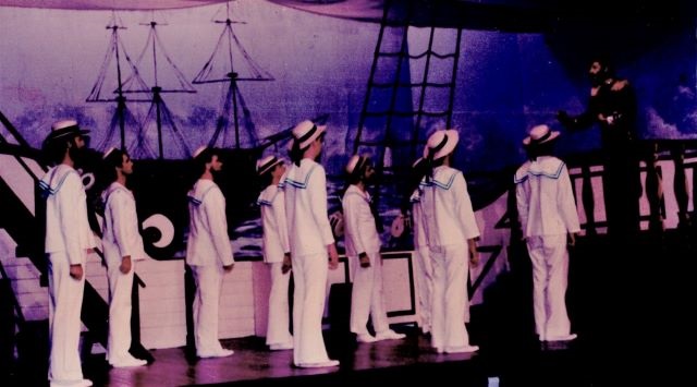 The crew of the HMS Pinafore and Captain Corcoran played by Tony Meerman