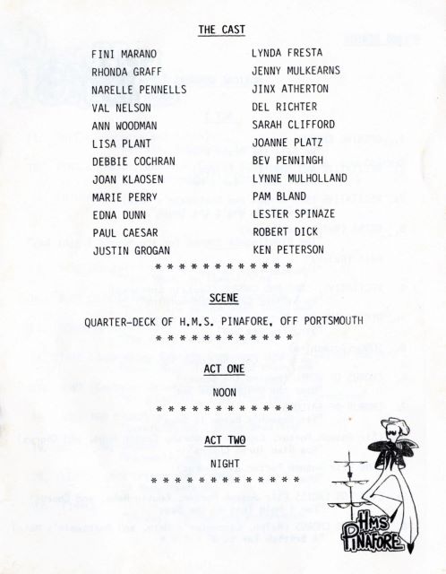page two of program listing cast