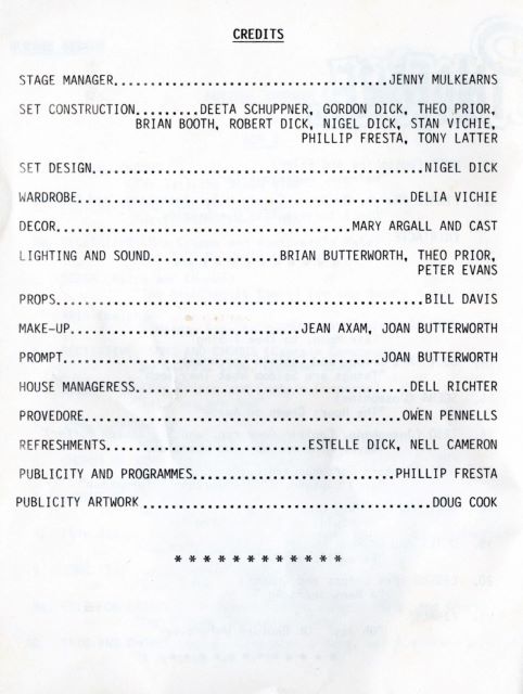 page five of program listing cast