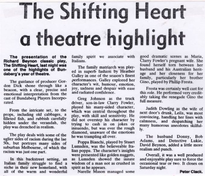 The Shifting Heart Newsmail article